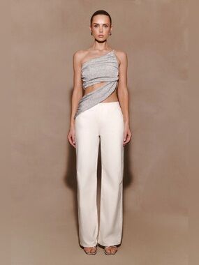 NEW! MESHKI Corah Lurex Drape Knit Top (Silver)